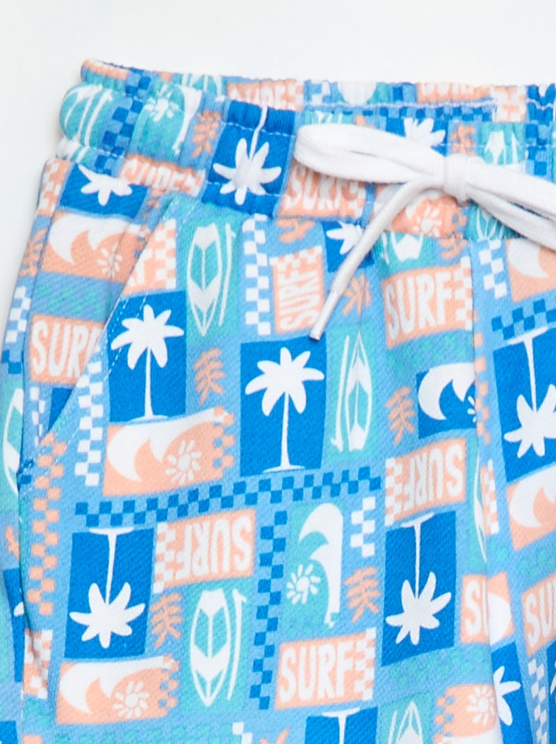 Bermuda van french terry met print Blauw - Kiabi