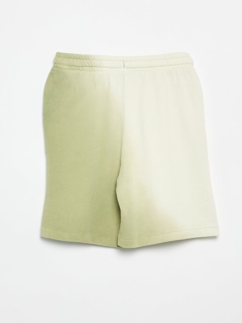 Bermuda van french terry met tie-dye Groen - Kiabi
