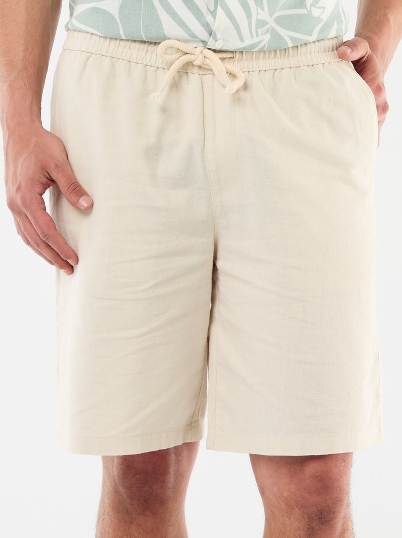 Bermuda van gemengd linnen Biege - Kiabi