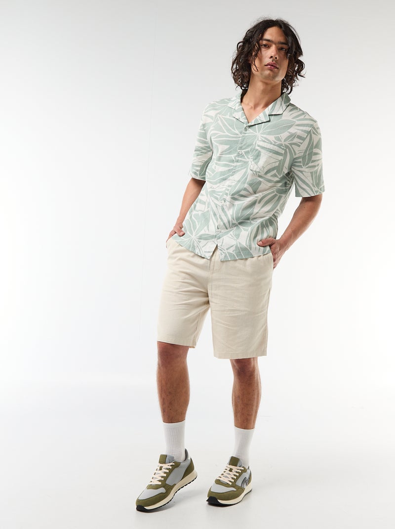 Bermuda van gemengd linnen Biege - Kiabi