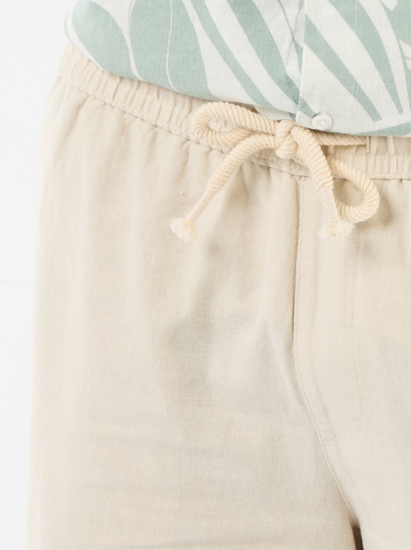 Bermuda van gemengd linnen Biege - Kiabi