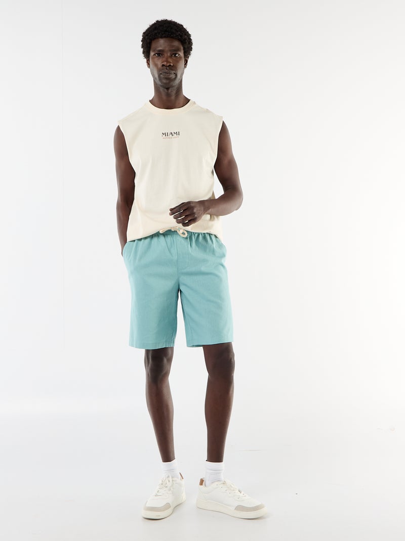 Bermuda van gemengd linnen Blauw - Kiabi