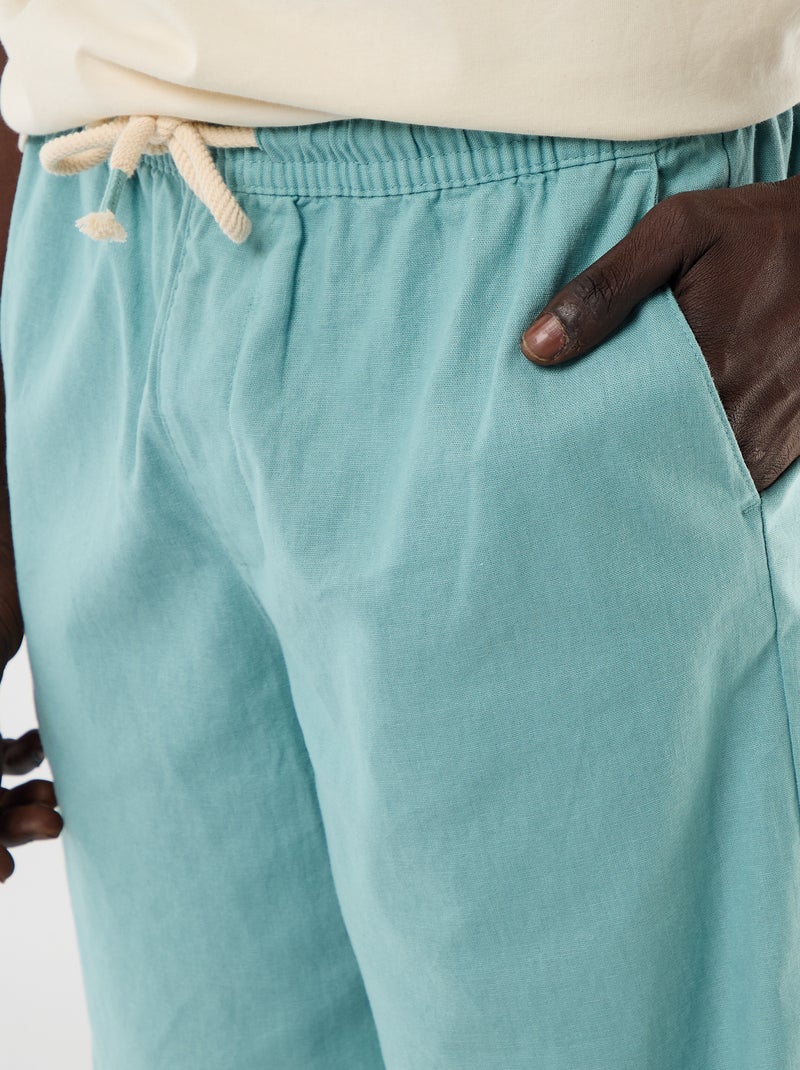 Bermuda van gemengd linnen Blauw - Kiabi