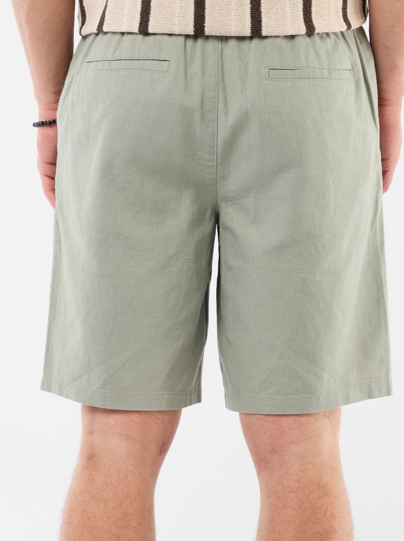 Bermuda van gemengd linnen Groen - Kiabi