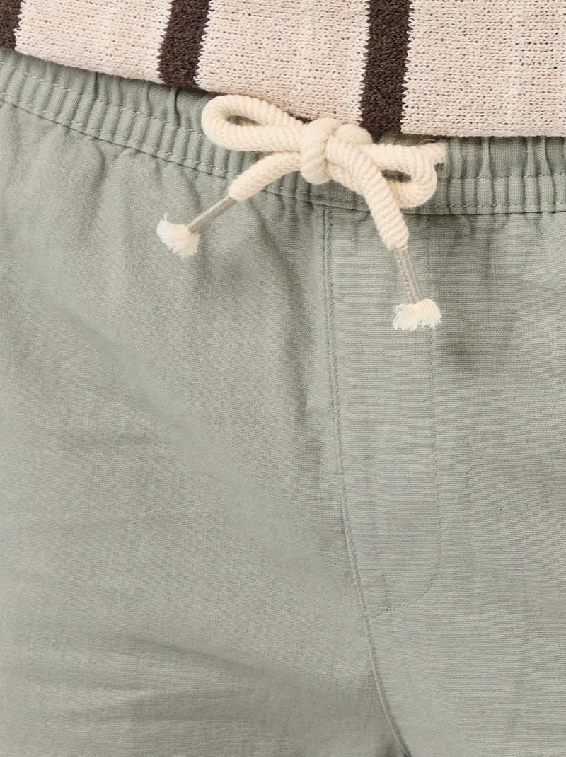 Bermuda van gemengd linnen Groen - Kiabi