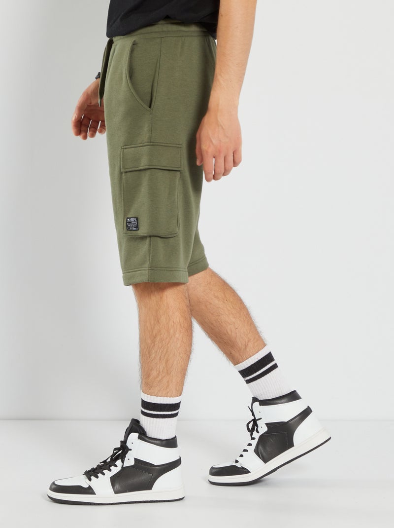 Bermuda van joggingstof met cargozakken GROEN - Kiabi