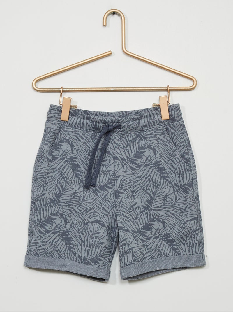 Bermuda van joggingstof met print BLAUW - Kiabi
