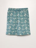 Bermuda van joggingstof met print GROEN - Kiabi