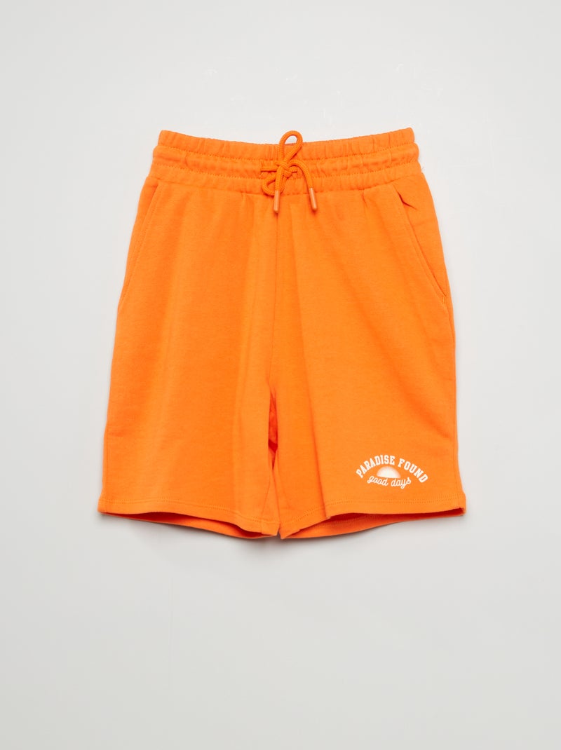 Bermuda van joggingstof met print ORANJE - Kiabi