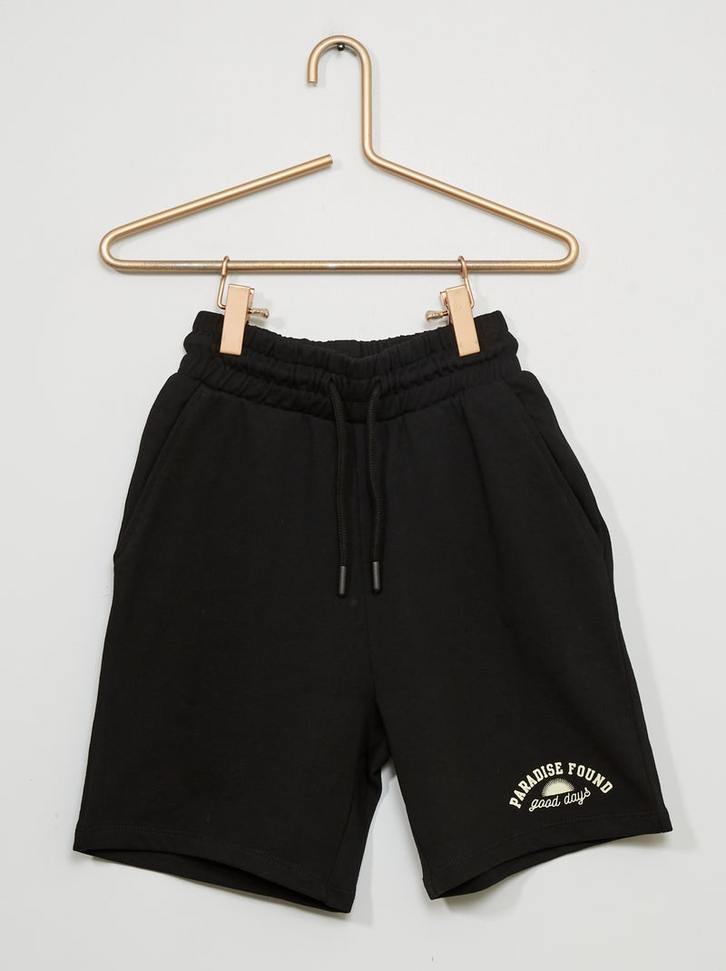Bermuda van joggingstof met print ZWART - Kiabi