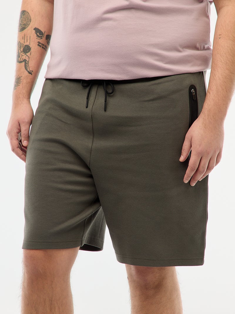 Bermuda van katoenpiqué Kaki - Kiabi