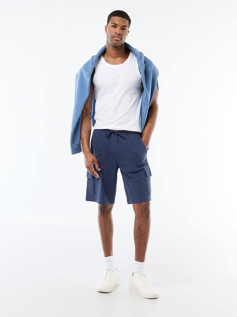 Bermuda van katoenpiqué met meerdere zakken Blauw - Kiabi