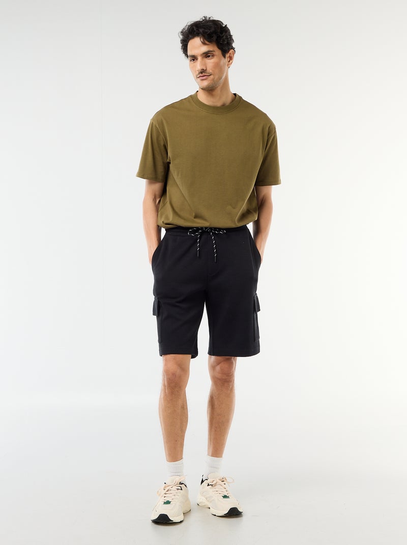 Bermuda van katoenpiqué met meerdere zakken Zwart - Kiabi