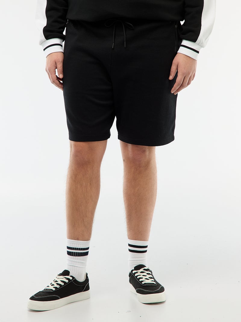 Bermuda van katoenpiqué Zwart - Kiabi