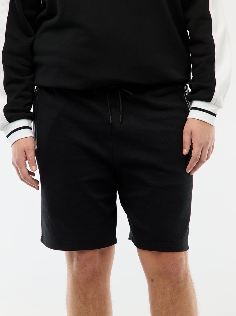 Bermuda van katoenpiqué Zwart - Kiabi
