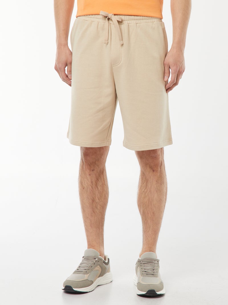 Bermuda van lichte joggingstof Biege - Kiabi