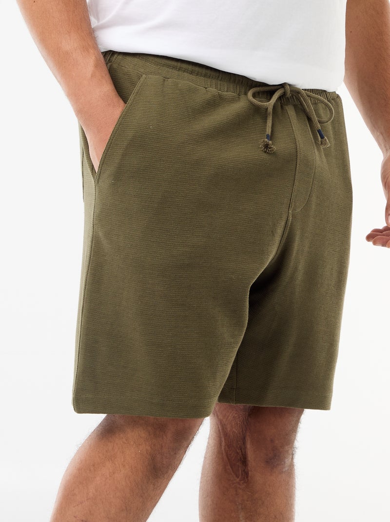 Bermuda van lichte joggingstof Kaki - Kiabi