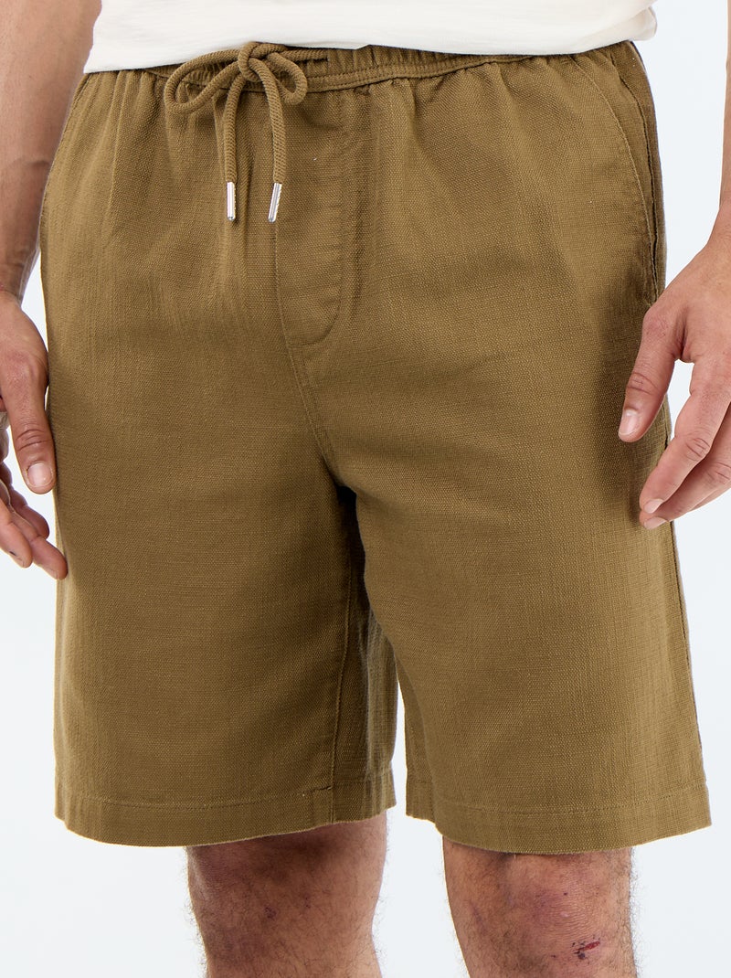 Bermuda van lichte molton met trekkoordjes Bruin - Kiabi