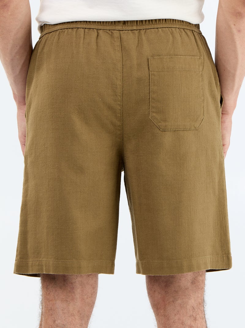 Bermuda van lichte molton met trekkoordjes Bruin - Kiabi