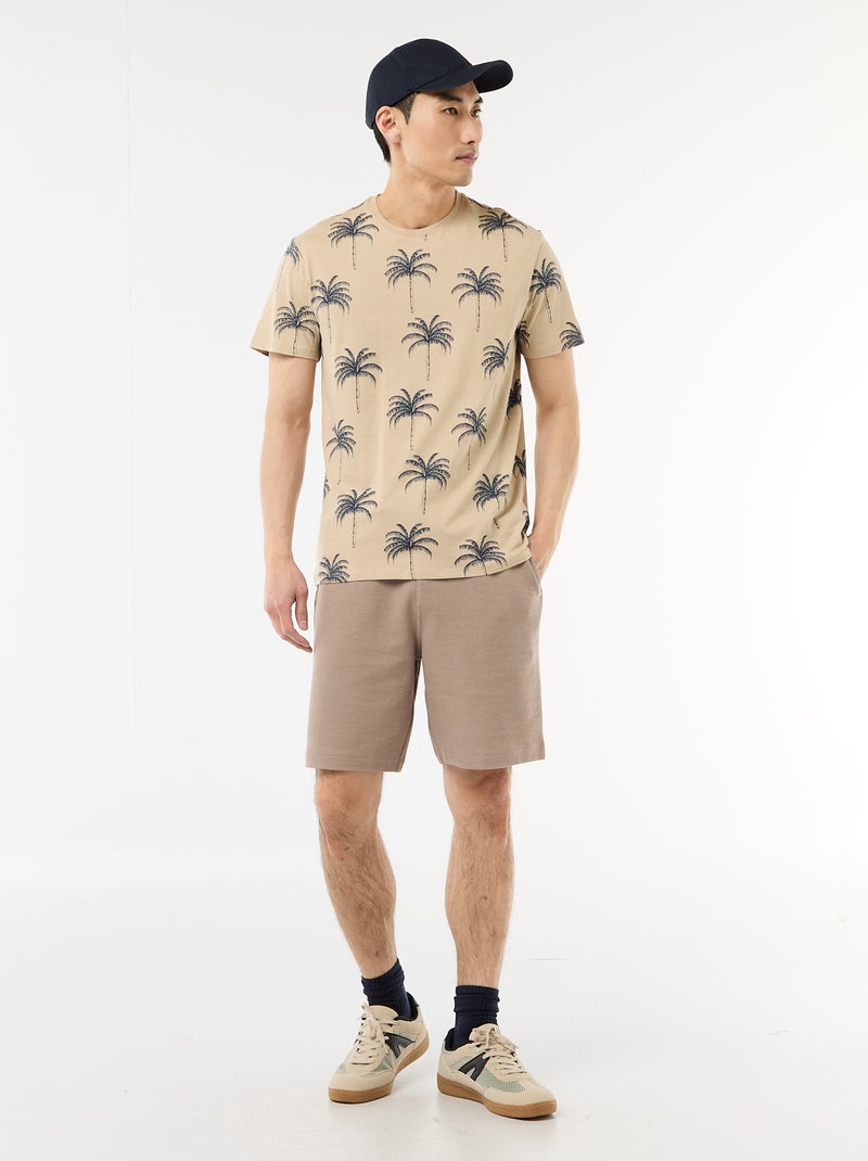 Bermuda van lichte sweatstof (french terry) Biege - Kiabi