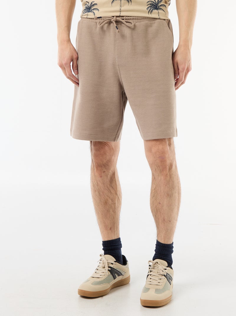 Bermuda van lichte sweatstof (french terry) Biege - Kiabi
