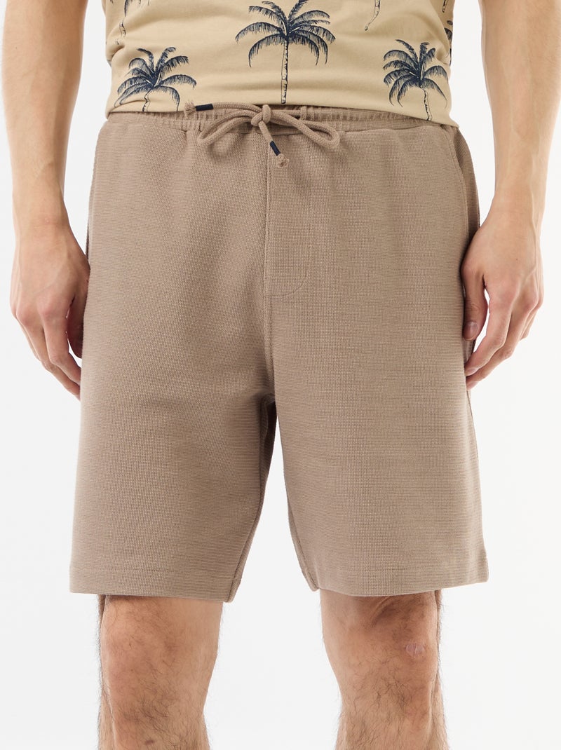 Bermuda van lichte sweatstof (french terry) Biege - Kiabi