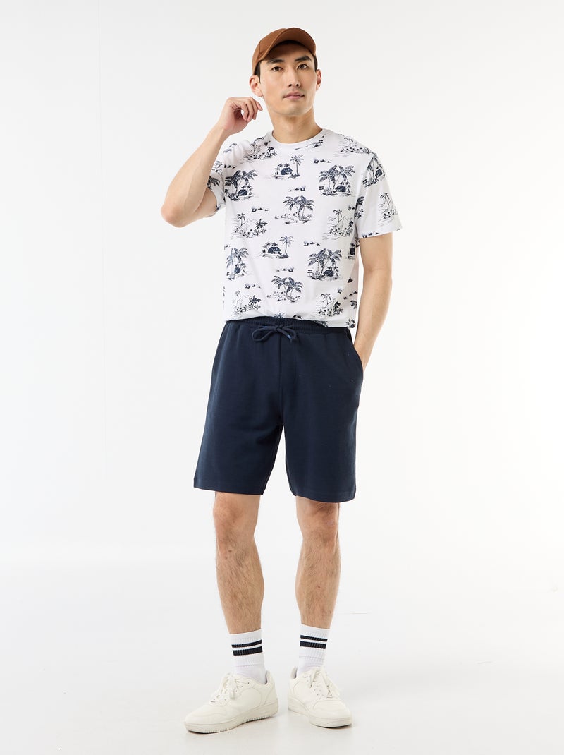 Bermuda van lichte sweatstof (french terry) Blauw - Kiabi