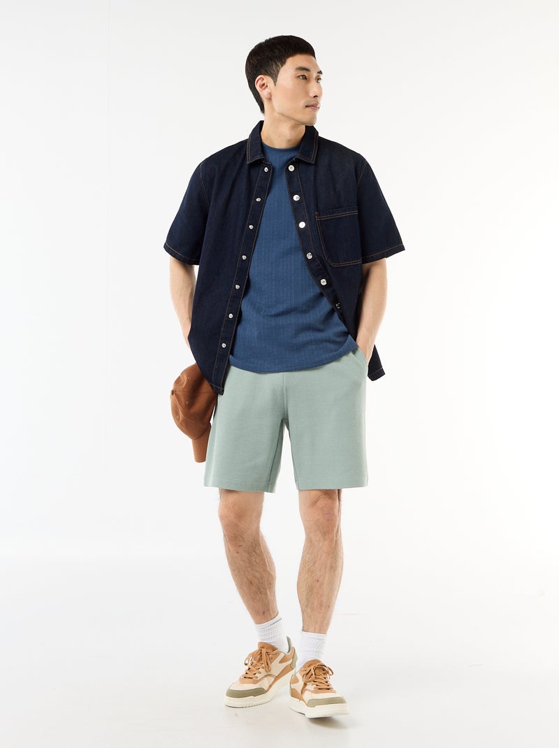 Bermuda van lichte sweatstof (french terry) Blauw - Kiabi