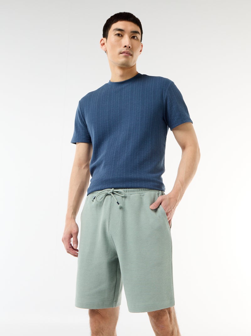 Bermuda van lichte sweatstof (french terry) Blauw - Kiabi