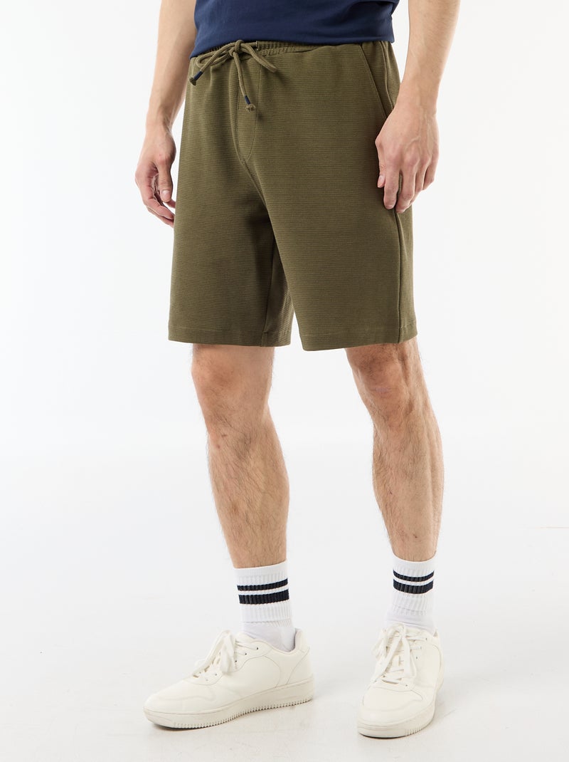 Bermuda van lichte sweatstof (french terry) Kaki - Kiabi