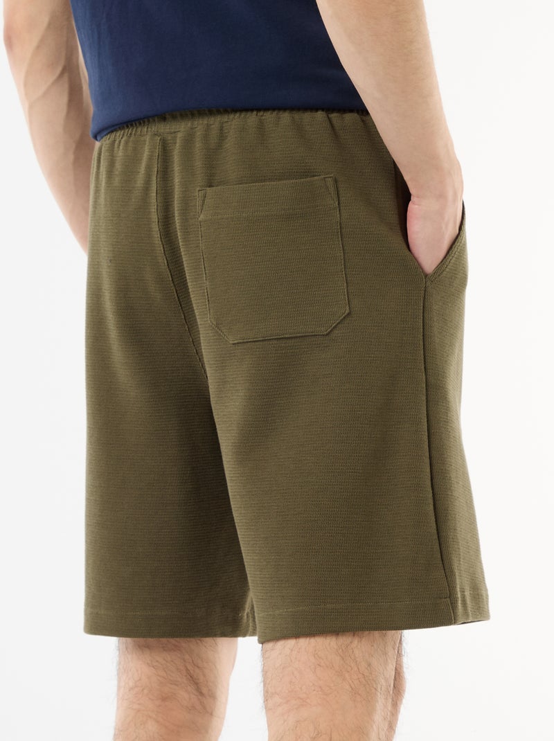 Bermuda van lichte sweatstof (french terry) Kaki - Kiabi