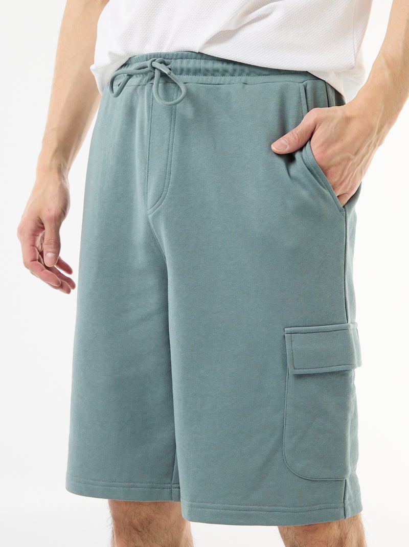 Bermuda van lichte sweatstof met klepzakken Blauw - Kiabi