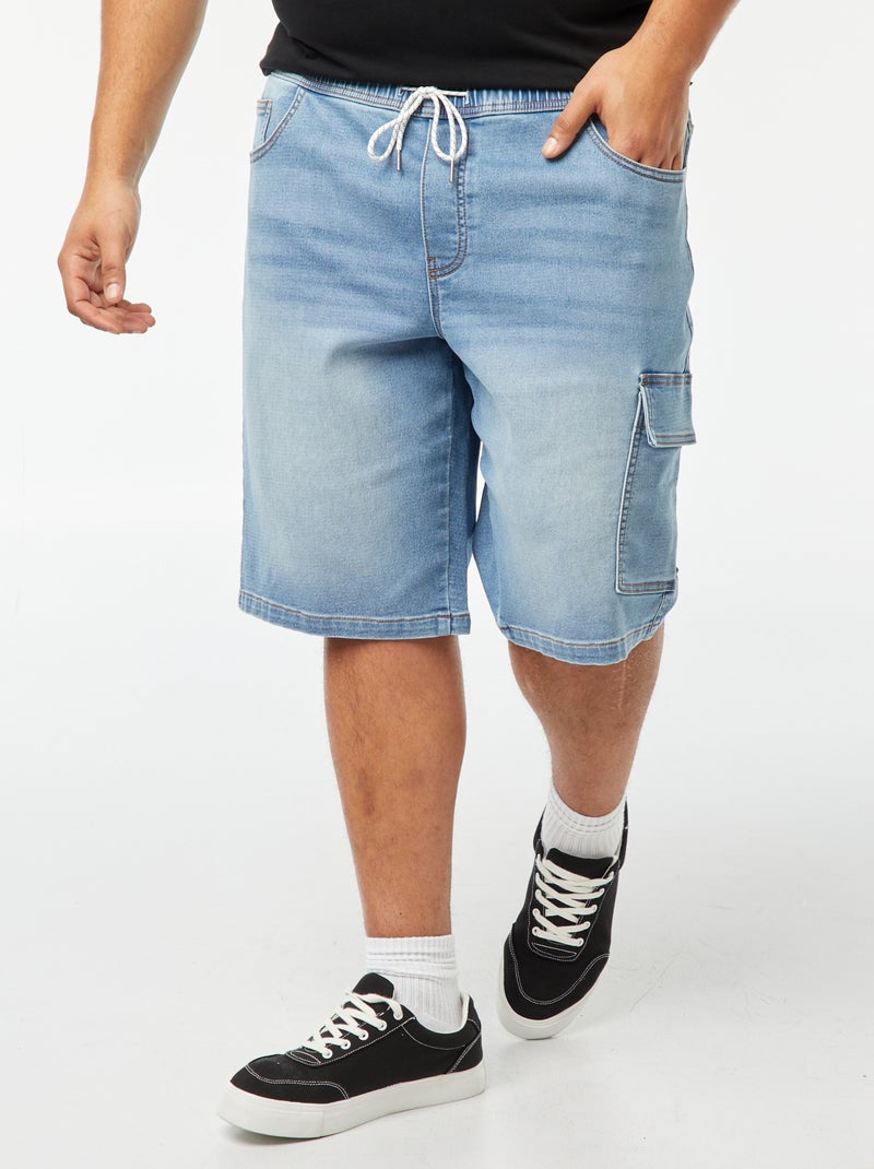Bermuda van spijkerstof met zak met klepje Blauw - Kiabi