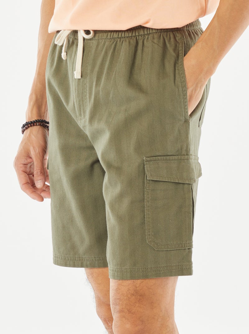 Bermuda van twill met meerdere zakken Groen - Kiabi