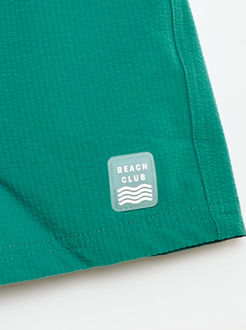 Bermuda zwembroek met gewafelde stof Groen - Kiabi
