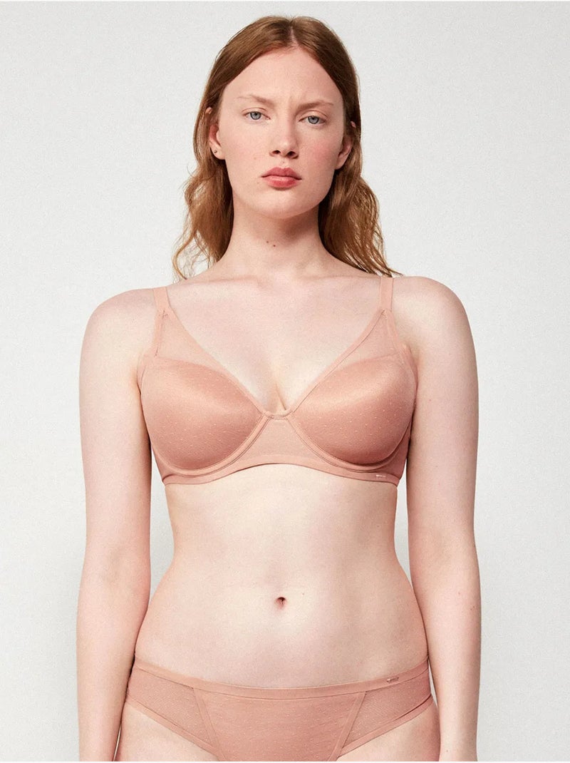 Beugel-bralette van capaciteit en in plumetti stof Roze - Kiabi