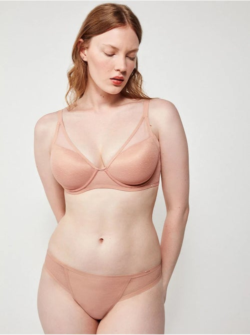 Beugel-bralette van capaciteit en in plumetti stof - Kiabi
