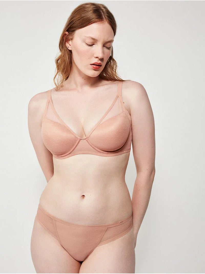 Beugel-bralette van capaciteit en in plumetti stof Roze - Kiabi