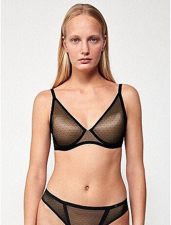 Beugel-bralette van capaciteit en in plumetti stof