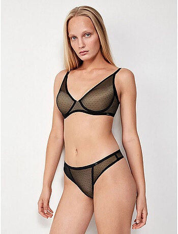 Beugel-bralette van capaciteit en in plumetti stof