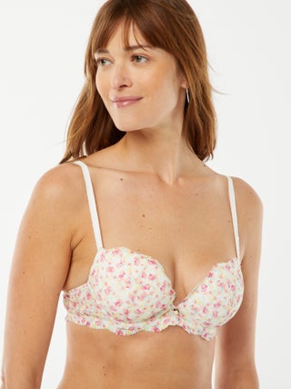 Beugelbeha voor diep decolleté met bloemenprint