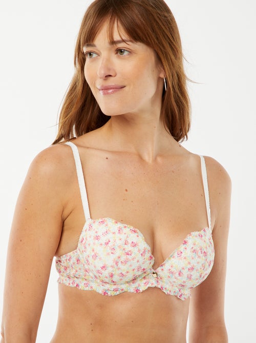 Beugelbeha voor diep decolleté met bloemenprint - Kiabi
