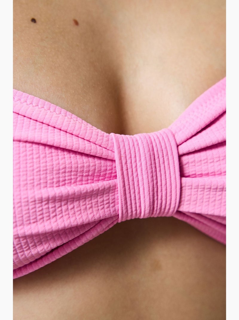 Bia haut de bikini bandeau à nœud penti Rose fluo/Solinotes - Kiabi