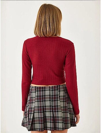 Bianco crop blouse met piping aan de voorkant lucci
