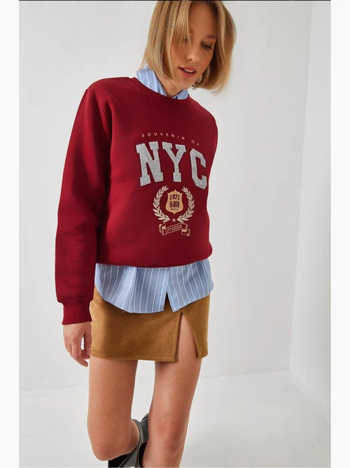 Bianco drie-draads geborsteld geborduurd sweatshirt lucci - Kiabi