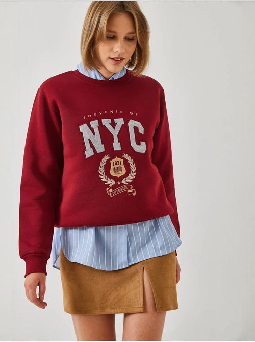 Bianco drie-draads geborsteld geborduurd sweatshirt lucci - Kiabi