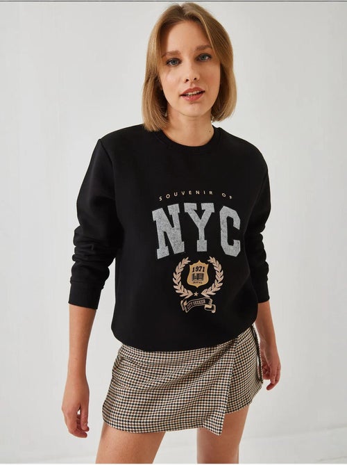 Bianco drie-draads geborsteld geborduurd sweatshirt lucci - Kiabi