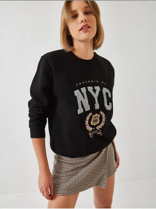 Bianco drie-draads geborsteld geborduurd sweatshirt lucci - Kiabi