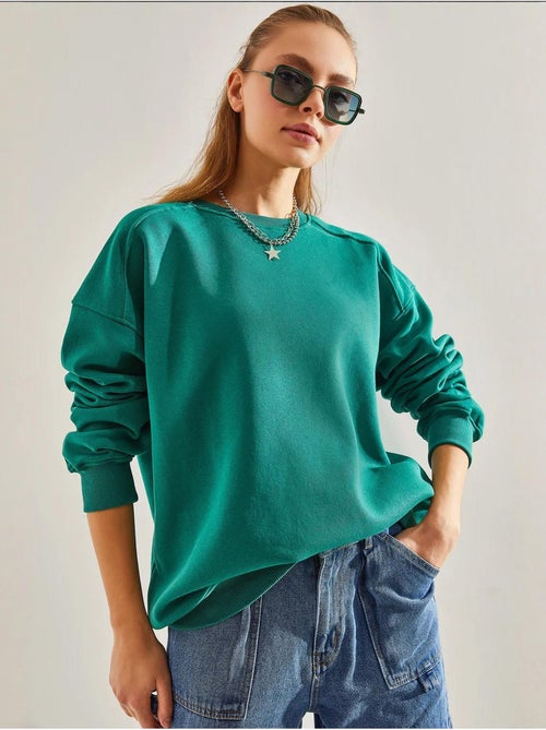 Bianco drie-draads geborstelde oversized sweatshirt lucci - Kiabi