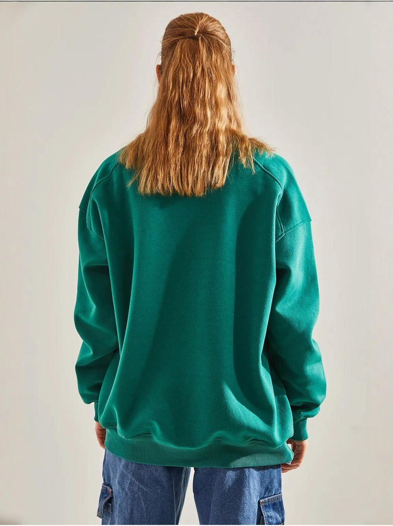 Bianco drie-draads geborstelde oversized sweatshirt lucci Groen - Kiabi